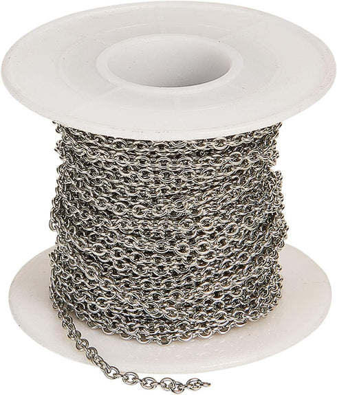 DanLingJewelry 30 Feet 304 Stainless Steel Unwelded Cable Chain Spool Link in Bulk for Necklace Jewelry Accessories DIY Making 3x2mm...
