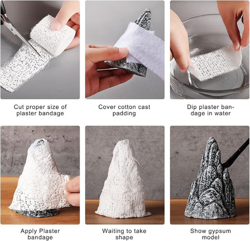 2 Rolls White Plaster Cloth Gauze Bandages Rolls Plaster Strips Easy to Use Halloween DIY Crafts for Wrap Strips, Belly Cast, Mask Making, Scenery...