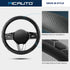 PIC AUTO Massage Steering Wheel Cover, Breathable Black Football Pattern Material Spliced Leather Car Wheel Protector, Car Interior Accessories, U...