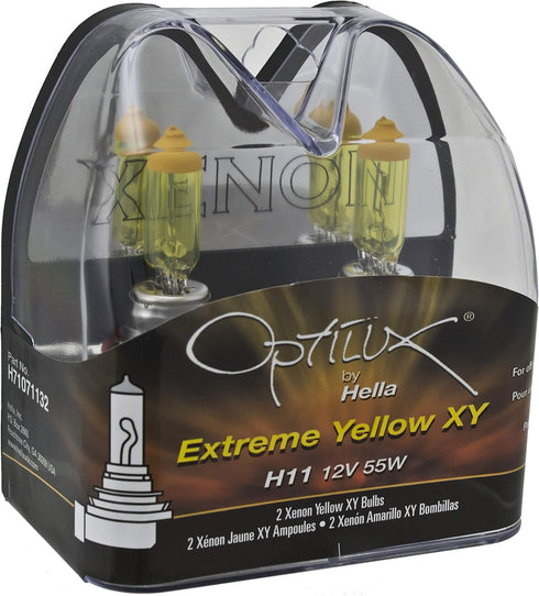 Hella H71071132 Optilux XY Series H11 Xenon Yellow Halogen Bulbs, 12V, 55W, 2 Pack...