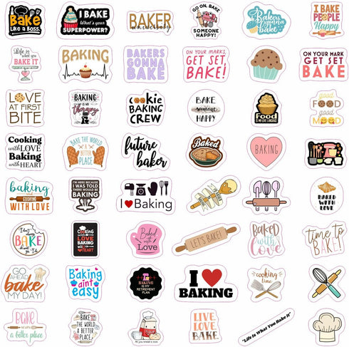 100Pcs Baking Stickers Funny, Bakery Stickers for Water Bottles - Baking Laptop Decals, Baking Party Favors for Kids Birthday Party, Bakery Themed...