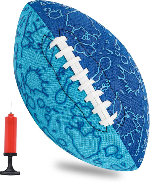 AMOR PRESENT Inflatable Waterproof Football, 9.3 Inch Practice Football with Special Grip Pattern Rubber Football for Kids Outdoor Games (Random C...