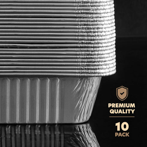 PLASTICPRO 10 Pack Aluminum Pans 6.5'' x 9" Disposable Pans with Covers Heavy Duty 2.25 lb Foil Pans for Baking and Cooking...