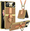 Miimall for Samsung Galaxy Z Flip 4 Case with Strap Ring Holder, Luxury Leather with Electroplating Frame Cover Built-in Camera Lens Film Lanyard ...