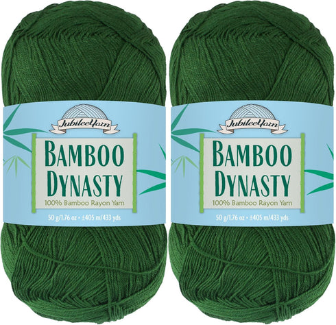 JubileeYarn Bamboo Dynasty - 50g/Skein Baby Weight Bamboo - 07 Kelly Green - 2 Skeins...