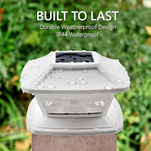 Davinci Lighting Flexfit Solar Outdoor Post Cap Lights - Includes Bases for 4x4 5x5 6x6 Wooden Posts - Bright LED Light - Pearl White (1 Pack)...