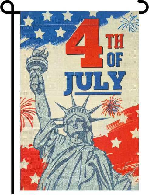 4th of July Garden Flag, 12x18 Inch Double Sided Patriotic Fourth of July Garden Flag for Independence Day Outdoor House Yard Decoration...