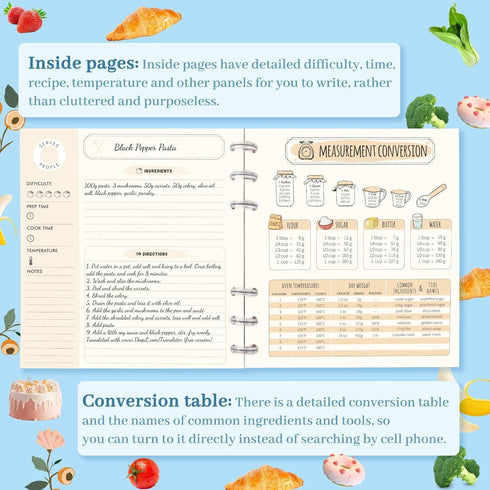 CAGIE Recipe Book to Write in Your Own Recipes Spiral Hardcover Personal Blank Recipe Notebook with Tabs for Family Cooking Lover, 120 Pages, 7.5×...