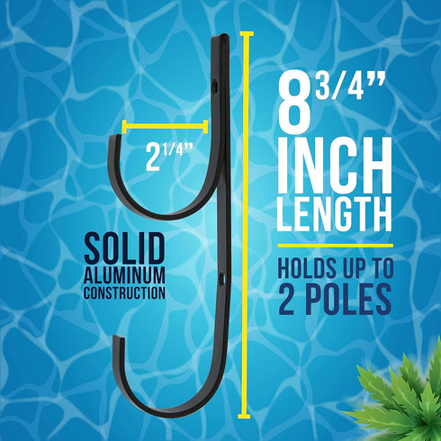 U.S. Pool Supply Set of 2 Black Aluminum Pool Hangers for Telescopic Poles - Store Poles with Nets, Vacuums, Hoses & Attachments - Organize Swimmi...