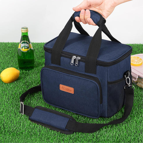 Tiblue Insulated Reusable Lunch Box for Office Work School Picnic Beach, Leakproof Freezable Cooler Bag with Adjustable Shoulder Strap (Medium, Da...