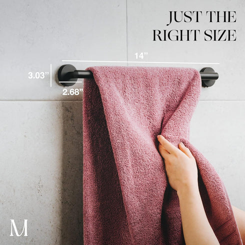 Marmolux Acc 14 Inches Hand Towel Holder Matte Black - Bathroom Hardware Black Towel Bar - Towel Rack Towel Hanger - Stainless Steel Wall Mount Ba...