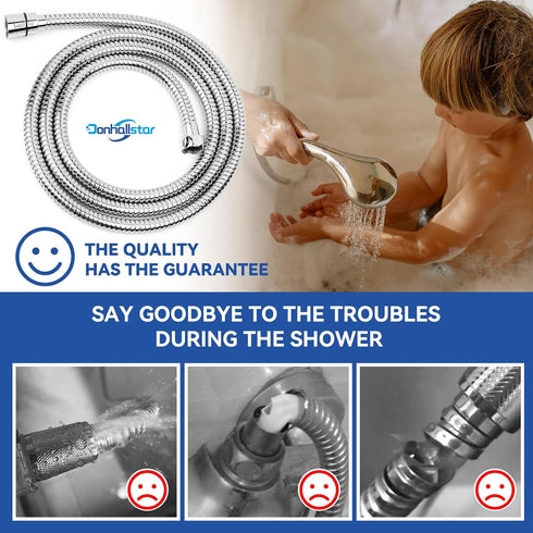 Stainless Steel Shower Head Hose,Shower Hose For Hand Held Shower Heads with Copper Core Brass Insert and Nut Replacement Shower Hose (96 In Chrom...