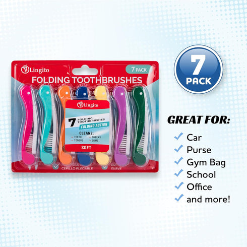 Lingito Travel Toothbrushes Soft, Mini Toothbrush with Toothbrush Cover, Camping Toothbrush, Interlock Folding Travel Size Toothbrush, Adults Trav...