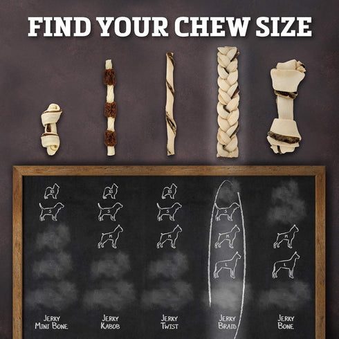 Rawhide Dog Treats | Healthy, Grass-Fed Buffalo Jerky Raw Hide Chews | Hickory Smoked Flavor | Jerky Braids, 10 Count...