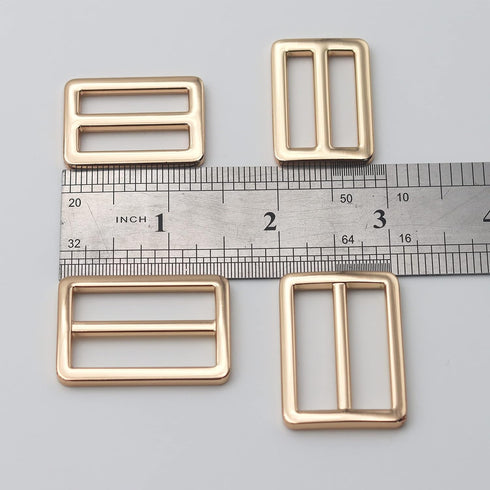 JWBIZ 8pcs Flat Metal Slide Buckle Belt Adjuster Sliders Tri Glide Strap Hardware Clasp (Gold, 1 1/4 Inch)...