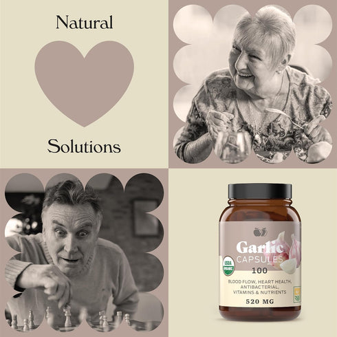 Complete Natural Products Organic Garlic Capsules - 520mg Capsules 100 Count Vegetarian Pills Supplement, Garlic Powder Capsules & Extract...