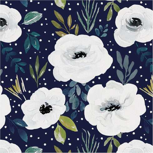 HAOKHOME 93245-3 Peel and Stick Floral Wallpaper Home Decor Removable Navy/White/Blue Vinyl Self Adhesive Mural 17.7in x 9.8ft...