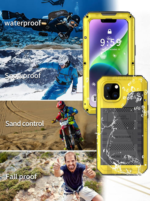 Unitedtime for iPhone 14 Plus Case Waterproof with Built-in Screen Protector Full Body Rugged Hard Silicone, Military Grade Shockproof Dustproof P...