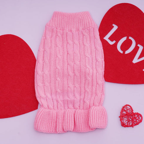 Small Dog Sweater Pet Christmas Sweater Dress for Dogs Cat Pet for Winter Christmas Holiday Breathable Ruffle Hem Design (Pink, Large)...