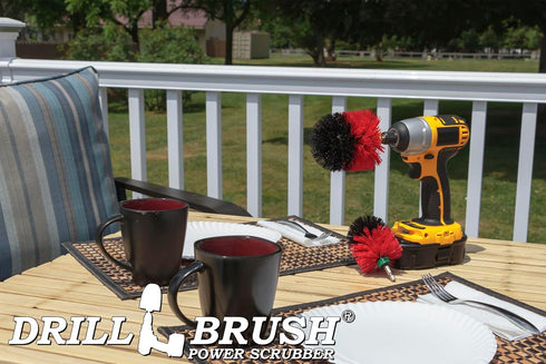 Outdoor - Cleaning Supplies - Garden - Patio - Deck - Stiff Bristle Drill Powered Brush Attachments - Spin Brush - Bird Bath - Garden Statues - Gn...
