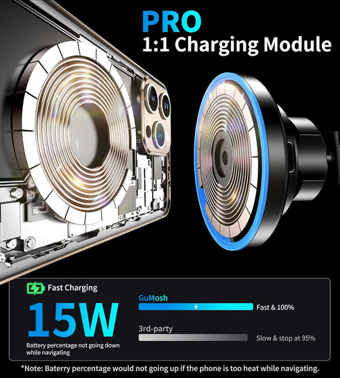 for MagSafe Car Mount Charger -?DashVentWindshield?Wireless Car Charger with ?LED Light?for Night Align, Strong Magnetic Phone Holder for Car for ...