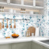 Blue Leaf Wallpaper Peel and Stick Vintage Leaf Contact Paper White Greenery Floral Wallpaper Waterproof Self-Adhesive Wall Covering for Bedroom C...