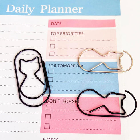 Paper Clips Lage,Black Jumbo Paper Clips 2 inch Cute Decorative Fat Cat Paper clips 50pcs 50mm Wide Non Skid Smooth Finish Steel Wire Bookmark Off...