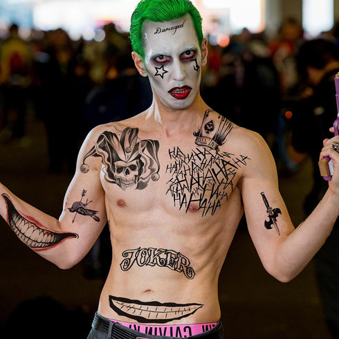 5 Sheets 3D Joker Tattoos Hand Face Halloween Makeup Kit, Smile Face Ghost Clown Damaged Joker Temporary Tattoo For Men Women Adults, Scary Prison...