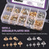 Swpeet 680Pcs Gold and Sliver 3mm 4mm 5mm 6mm 8mm Cup Pearl Screw Eye Pin Bail Peg Pendants with 7mm Pendant Charm Clasps Connector Kit, Perfect f...