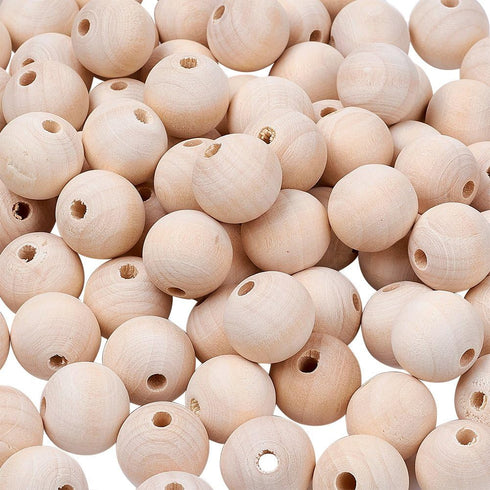 Kissitty 100Pcs 3/4" Diameter (20mm) Natural Unfinished Large Wood Beads Original Color Wooden Ball Spacer Loose Beads 18mm Thick for DIY Craft Je...