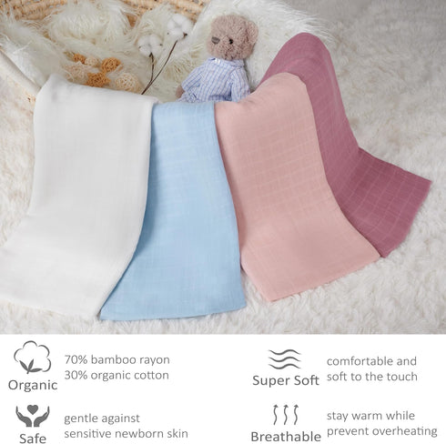 Meracorallo Muslin Swaddle Blanket Silky Soft Receiving Blanket Swaddle Wrap for Baby Boys and Girls, 47 x 47 inches, Sky Blue...