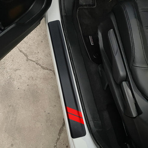 Door Sill Protector for Dodge Charger Challenger Durango Accessories Door Entry Guard Sill Protector with Plastic Scraper Carbon Fiber Leather Thr...