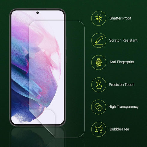 3 Pack 6.2” TPU Film Screen Protector for Samsung Galaxy S21 5G with 3x Cleaning Kits, Self-Healing, Impact Protection, Maximum Coverage, Case Com...