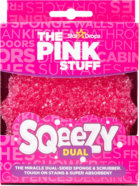 Stardrops – The Pink Stuff – SQeeZY Miracle Dual Sided Scrubber Sponge, Scratch Free Solution for Ultimate Home Cleaning - Perfect for Kitchens, B...