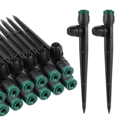 40Pcs Drip Irrigation Emitters Sprayers Fan Shape for 1/4" Tubing, Adjustable 360 Degree Water Flow Sprayers on 5.5" Arrow Stake for Garden Irriga...