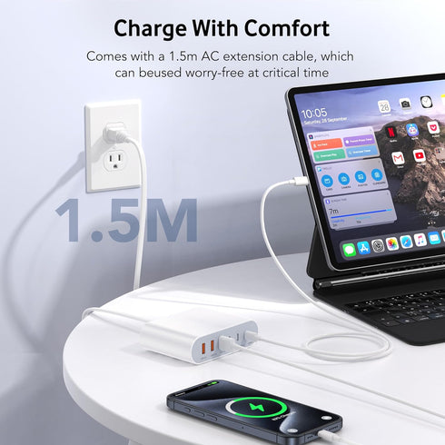 100W USB C Fast Charger Block Compact GaN 6 Port PD USB C and QC USB A Wall Charger Type C Charging Station Hub Adapter Plug Cube Brick for iPhone...