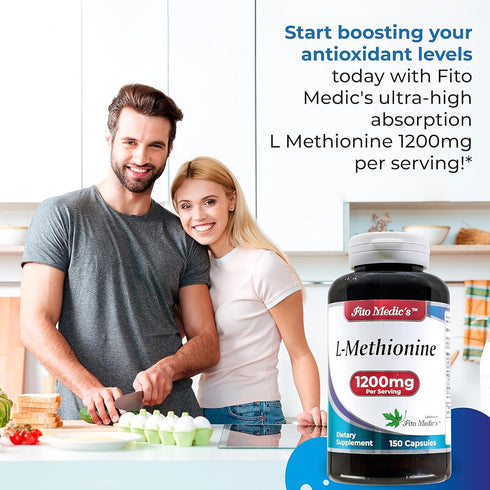 FITO MEDIC'S Lab - Methionine, L Methionine 1200mg | 150 Capsules, Antioxidant Promoter | Ultra high Absorption....