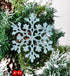 DearHouse 36pcs Plastic Snowflake Ornaments, Tiny Sparkling Glitter Snowflake Ornaments on String Hanger for Christmas Tree Decorations (Blue)...