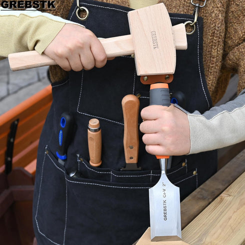 GREBSTK Wooden Mallet Manual Ice Hammer Mallet Beech Solid Carpenter Woodworking Mallet 12"...