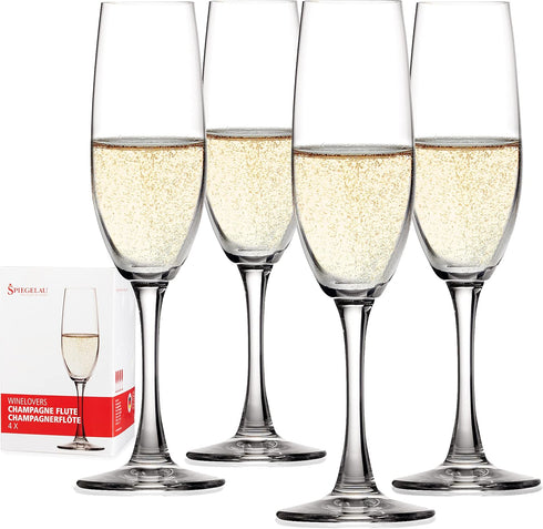 Spiegelau Wine Lovers Champagne Wine Glasses Set of 4 - European-Made Crystal, Classic Stemmed, Dishwasher Safe, Professional Quality Wine Glass G...