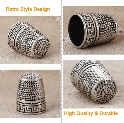 Mtsooning Antique Sewing Thimble, Metal Fingertip Protector, Finger Shield Ring for Quilting Craft Accessories DIY Sewing Tools...