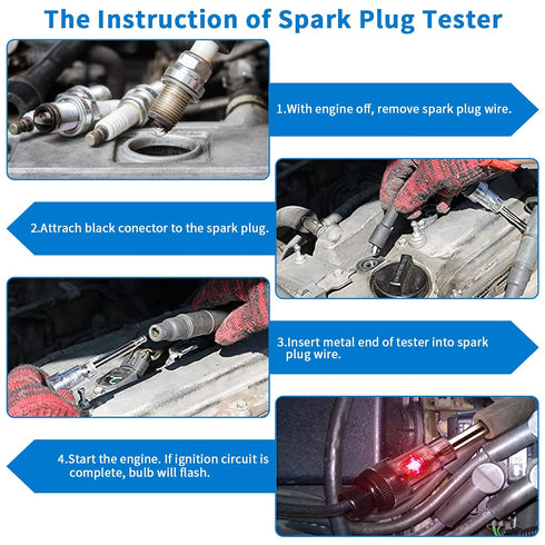 Inline Spark Tester Engine Ignition - SAN AUSTIN Small Engine Plug Ignition Straight Boot Tester Light, Spark Plug Coil Diagnostic Detector Tool (...