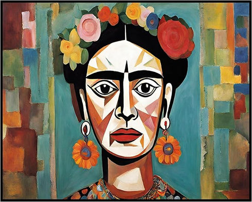 Posterizer 1 pcs- Frida Kahlo inspied art-abstract oil painting style-Famous Figures Art Collection-Abstract & Modern Art- Living Room Bedroom Dec...