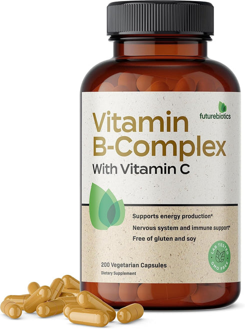 Futurebiotics Vitamin B Complex with Vitamin C Supports Energy Production, Nervous System & Immune Support - Non-GMO, 200 Vegetarian Capsules...