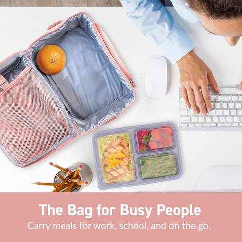 Bentgo Deluxe Lunch Bag - Durable and Insulated Lunch Tote with Zippered Outer Pocket, Internal Mesh Pocket, Padded & Adjustable Straps, & 2-Way Z...