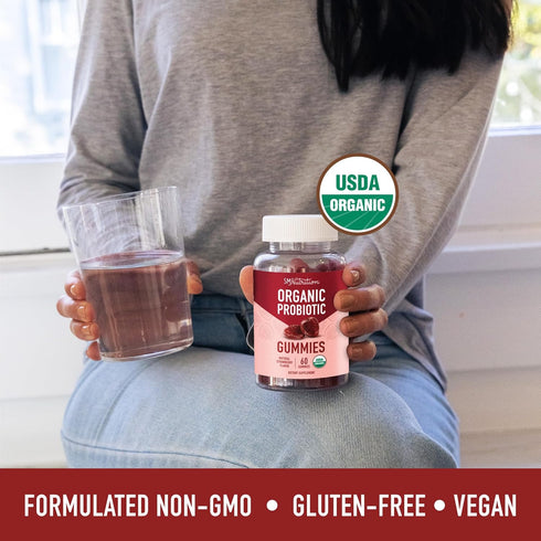 SMNutrition Organic Probiotics Gummies | 5 Billion CFU Probiotics for Digestive Health & Immune Support | Hardy Bacillus Subtilis | Gluten-Free, V...