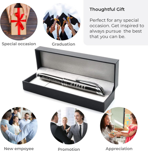 Inkstone FOCUS Motivational Business Penlight with Lighted Writing Tip and Stylus - Executive Business Pen for Professional Men Women...