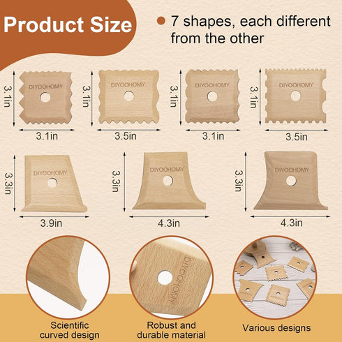 DIYOOHOMY 7 Pcs Pottery Ribs Foot Shaper Trimming Tools Clay Texture Ribs Mud Throwing Clay Ceramic Pottery Smoothing Shapes Sculpting Carving Woo...