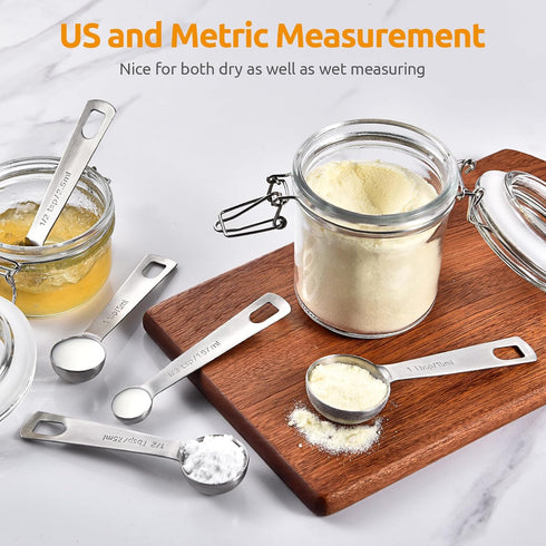 U-Taste Teaspoon Tablespoon Measuring Spoons: 18/8 Stainless Steel Measure Scoop Set of 5, 1/4 TSP, 1/2 TSP, 1 TSP, 1/2 TBSP & 1 TBSP, Metal Kitch...