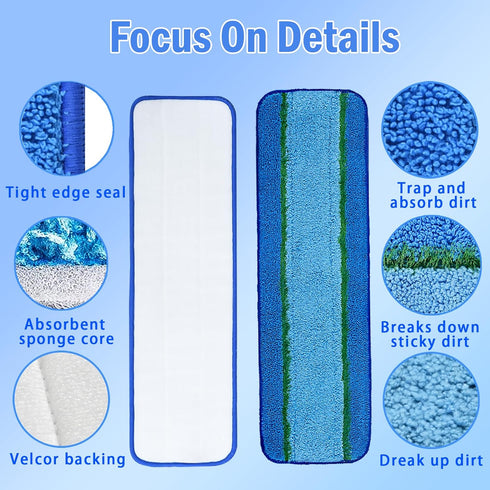 4 Pack Deep Cleaning Pad for Bona Mop, Reusable Microfiber Deep Clean Pad for Bona Family of Mops, Mop Refill Replacement for Hardwood and Multi-S...